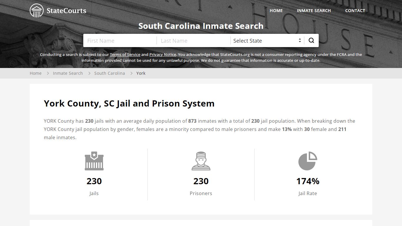 York County, SC Inmate Search - StateCourts